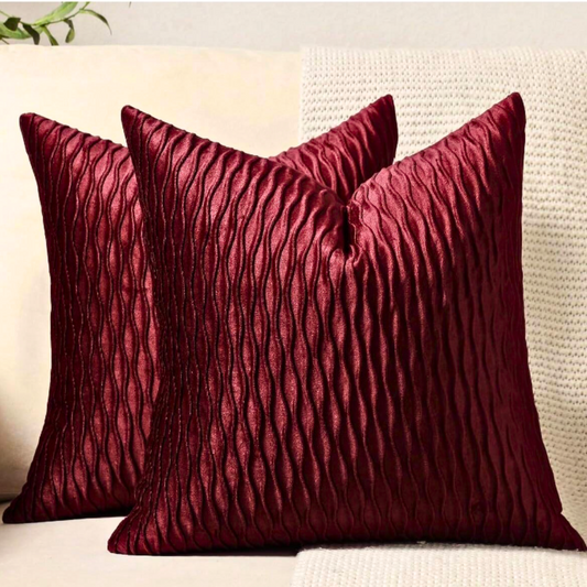 Burgundy Bohemian Striped Pillow Cover